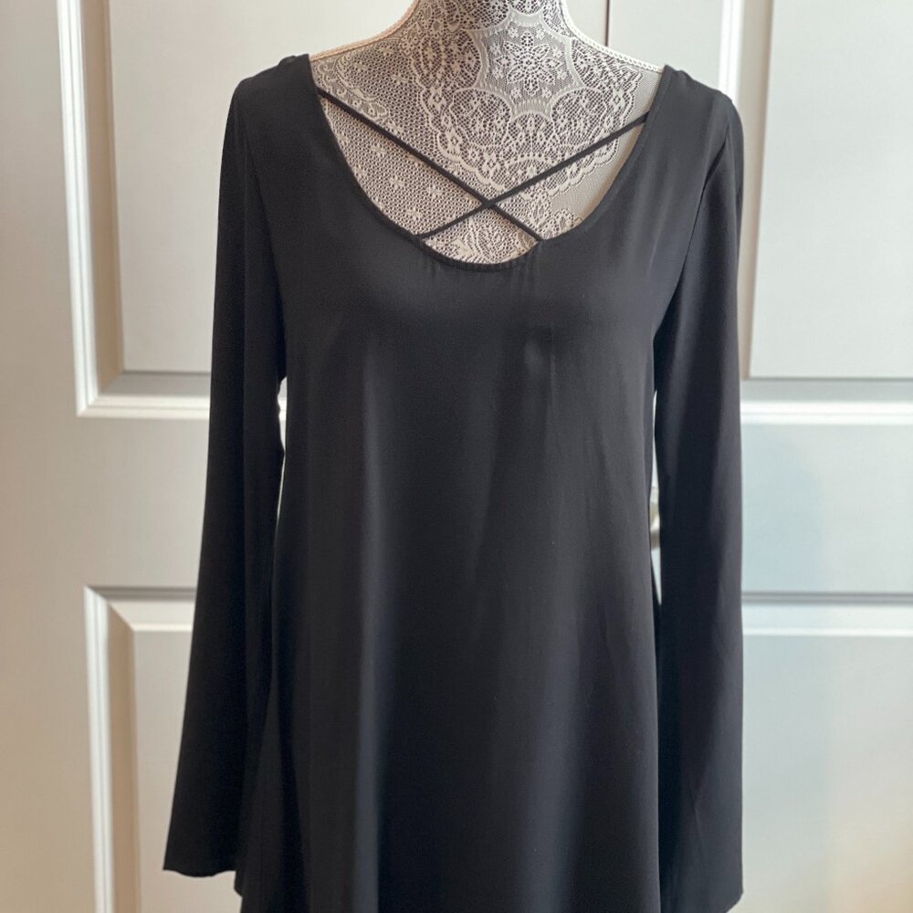 STETSON Western Black Rayon Dress Bell Sleeve size XS